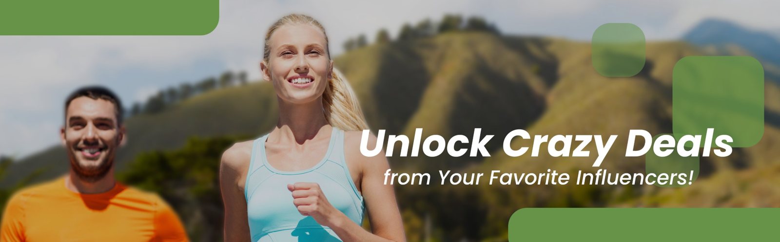 Two runners smiling on a mountain trail
